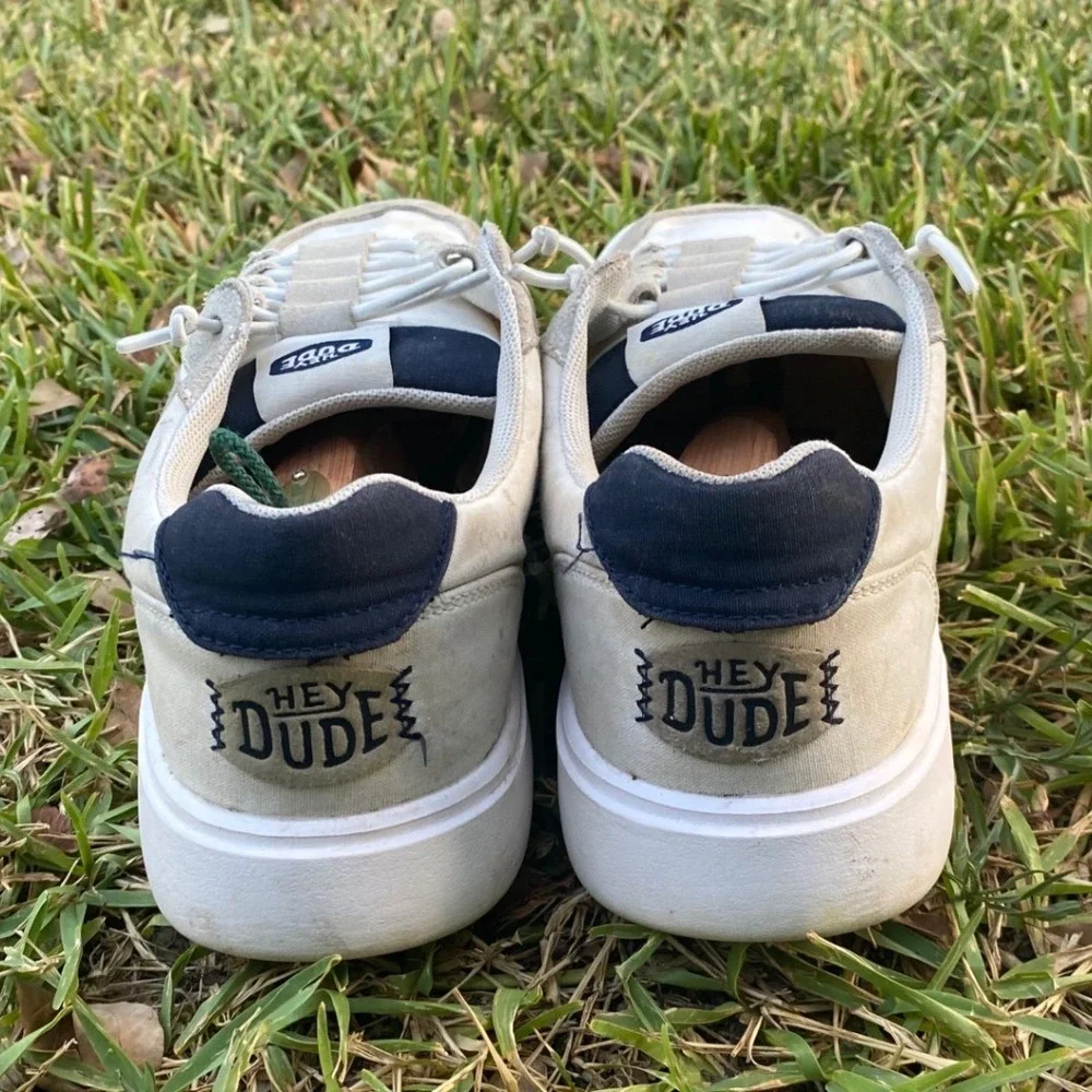 Hey Dude Hudson M Canvas Mens Sneakers White Grey Size 11 41240-10M